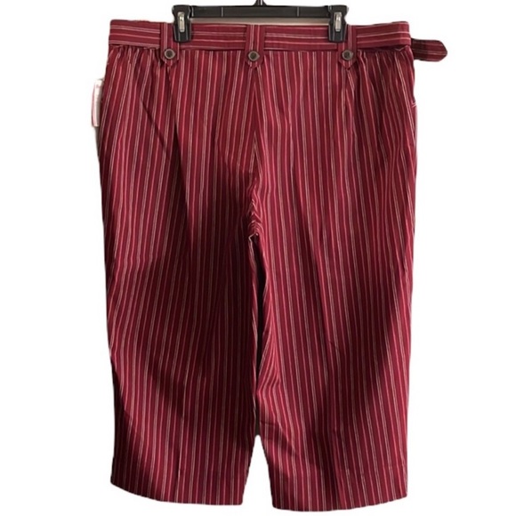 WHITE STAG Maroon/White Striped Relaxed Fit Stretch Capri Size 18W NWT - Picture 2 of 4